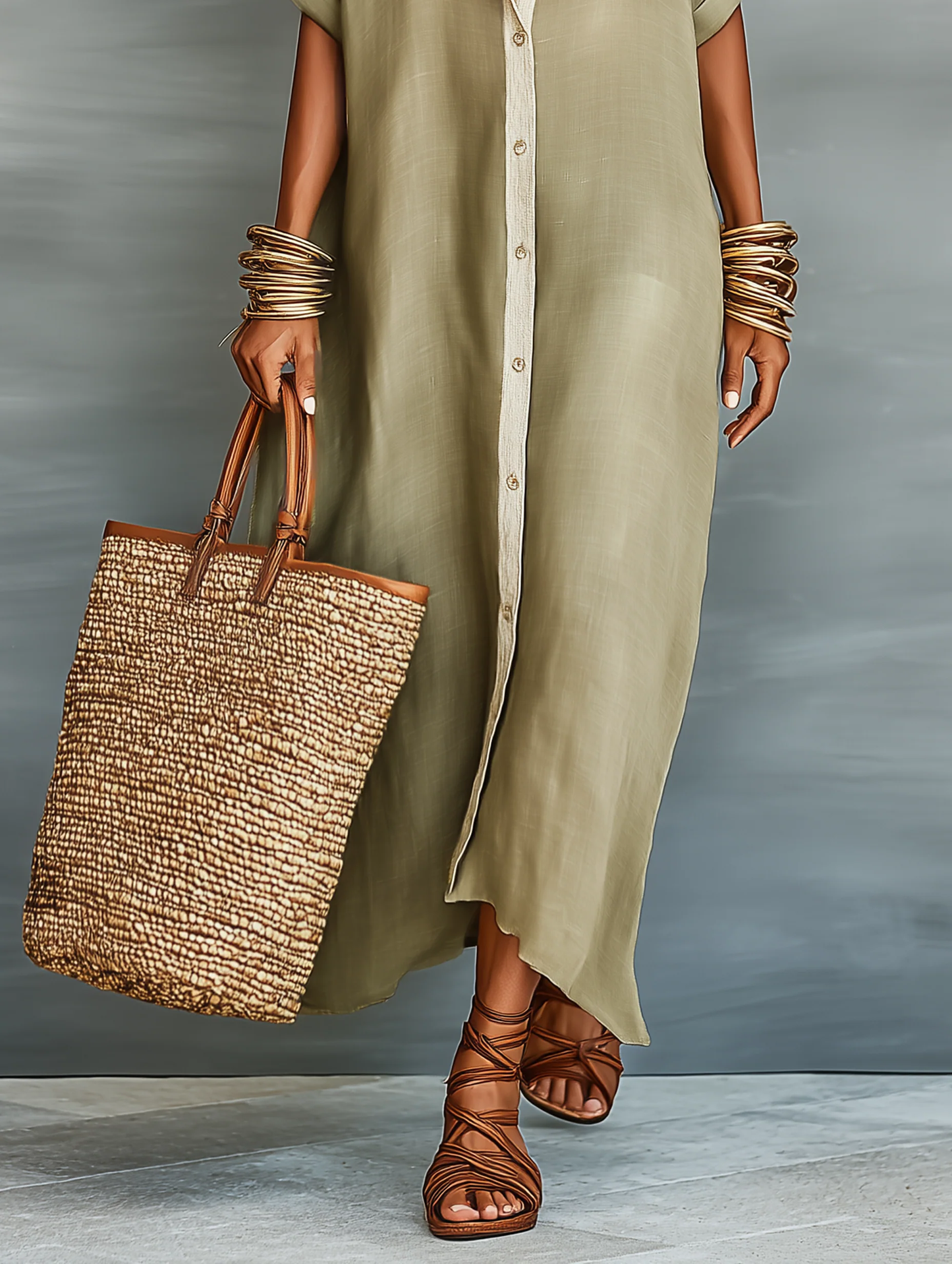 MILAN | ROBE LONGUE ÉLÉGANTE VERT OLIVE