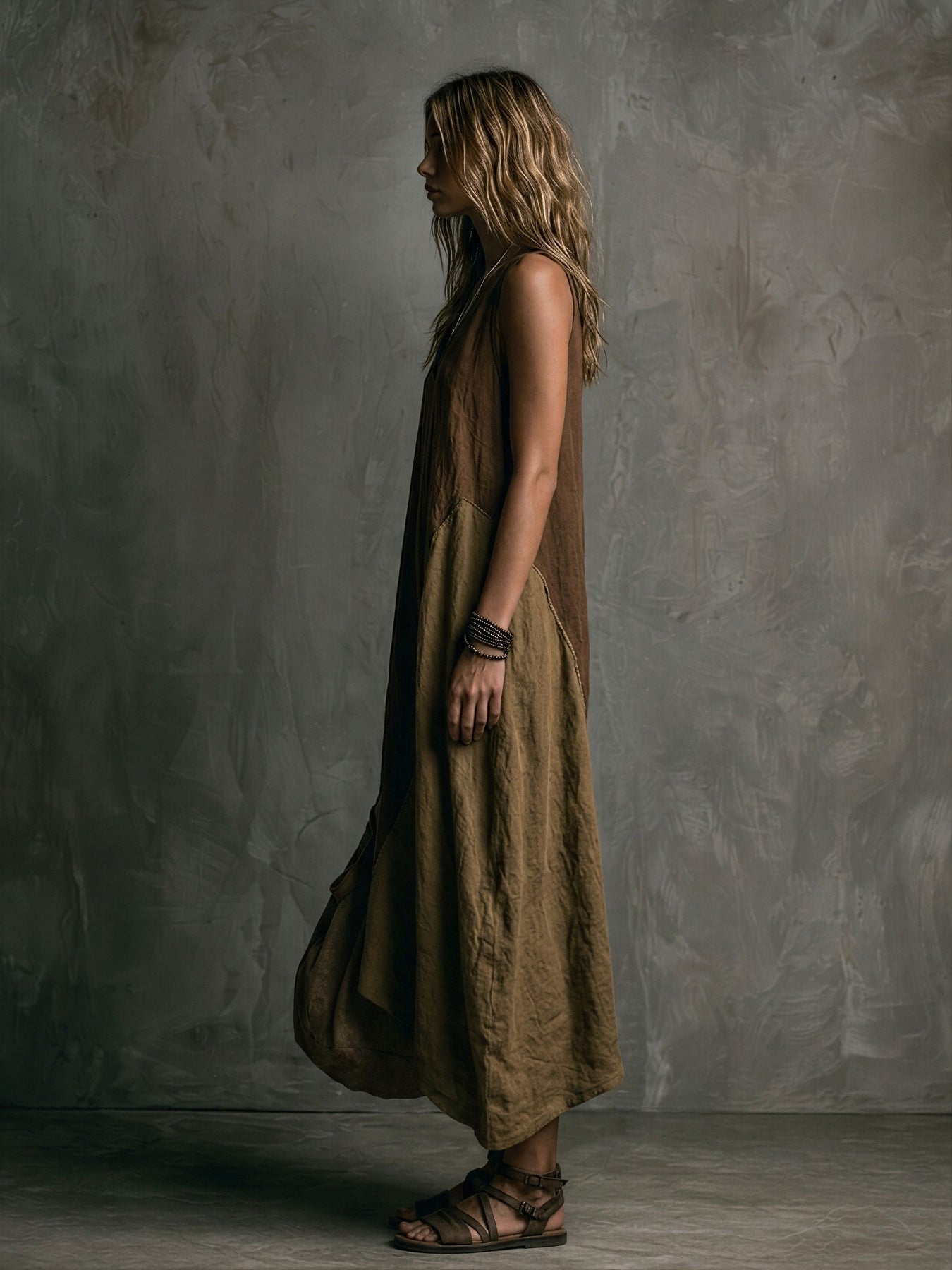 THALIA – ROBE LONGUE ASYMÉTRIQUE EN PATCHWORK