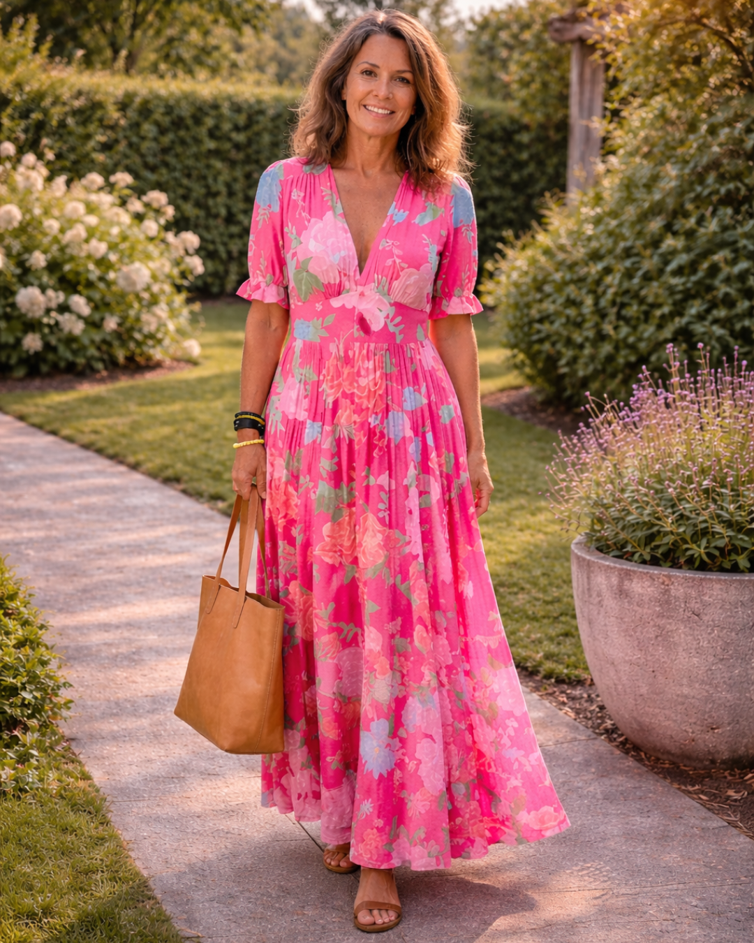 IONE - ROBE MIDI FLORALE À COL EN V