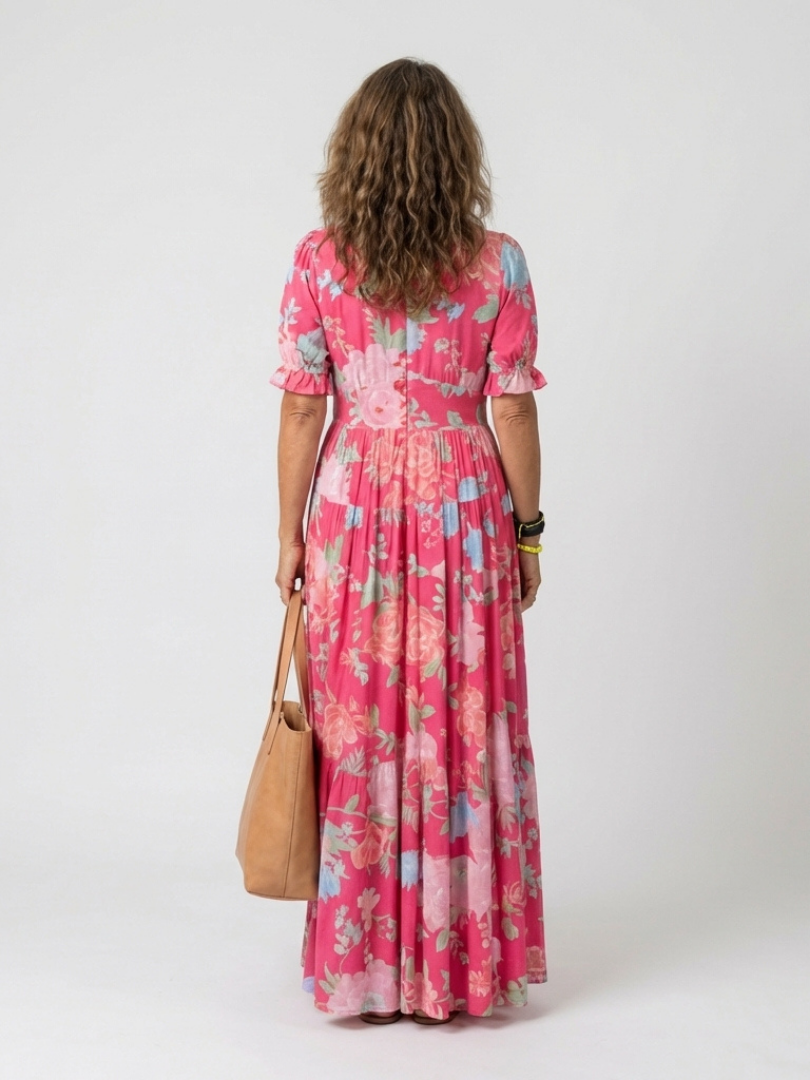 IONE - ROBE MIDI FLORALE À COL EN V