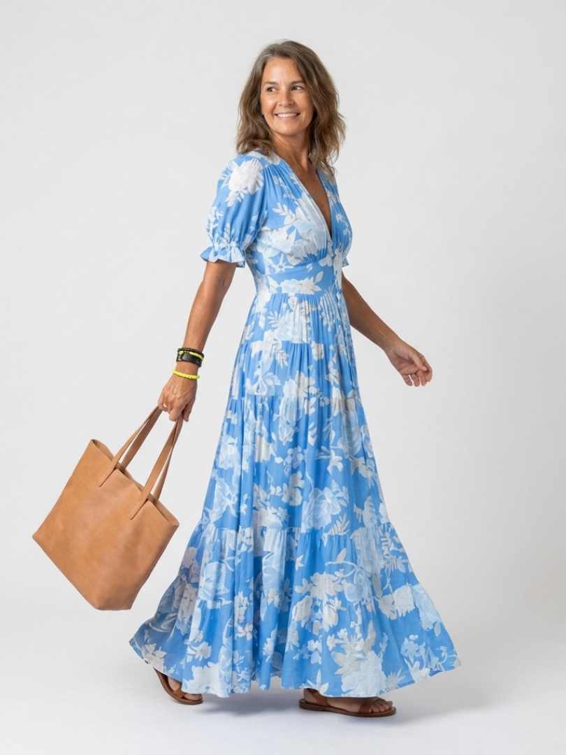 IONE - ROBE MIDI FLORALE À COL EN V