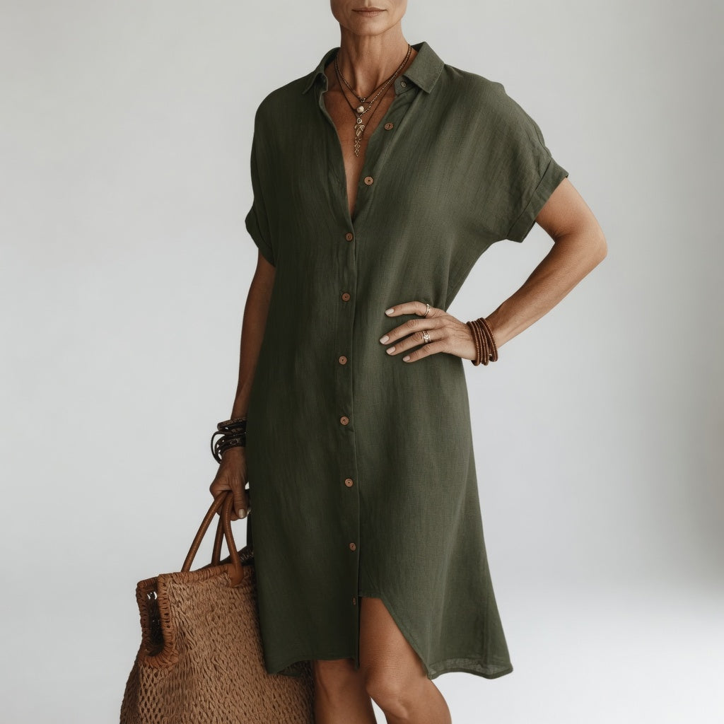 EMMA — PREMIUM ATMUNGSAKTIVES MIDI-HEMDKLEID