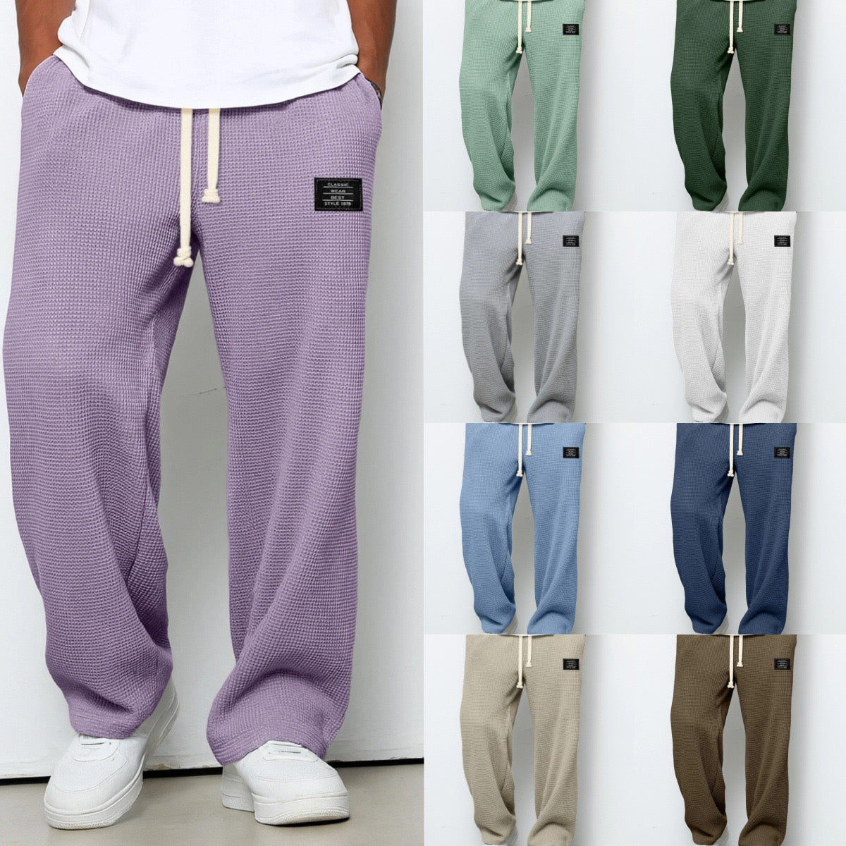 SAMY - PANTALON À JAMBES LARGES AVEC CEINTURE RÉGLABLE