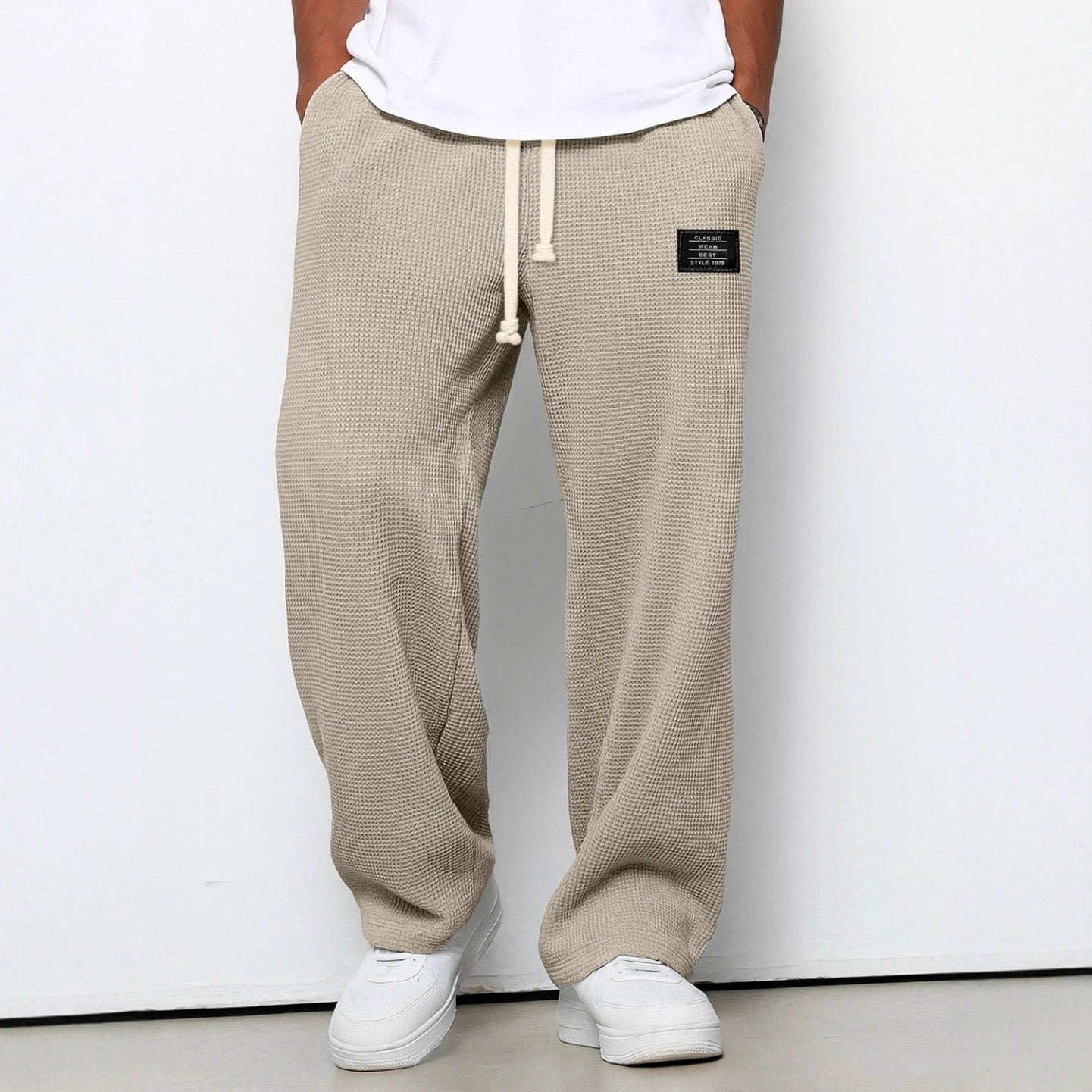SAMY - PANTALON À JAMBES LARGES AVEC CEINTURE RÉGLABLE