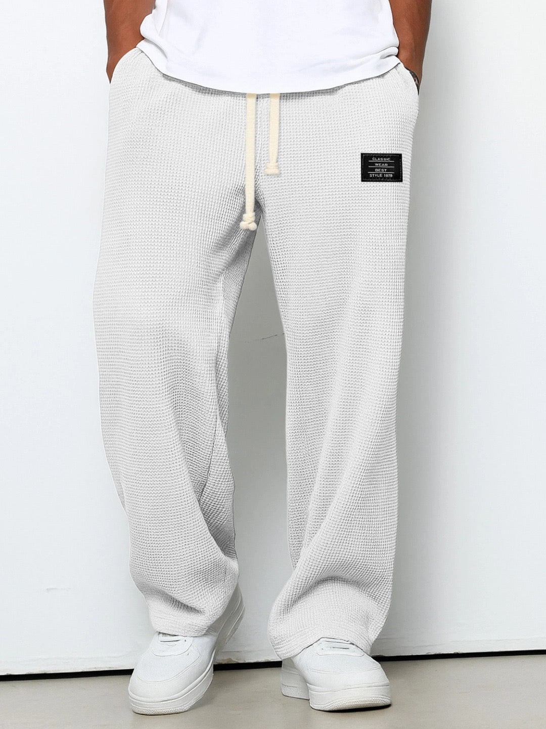 SAMY - PANTALON À JAMBES LARGES AVEC CEINTURE RÉGLABLE