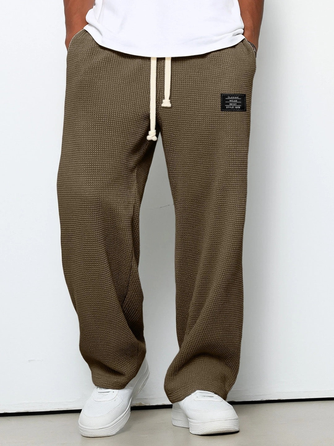 SAMY - PANTALON À JAMBES LARGES AVEC CEINTURE RÉGLABLE