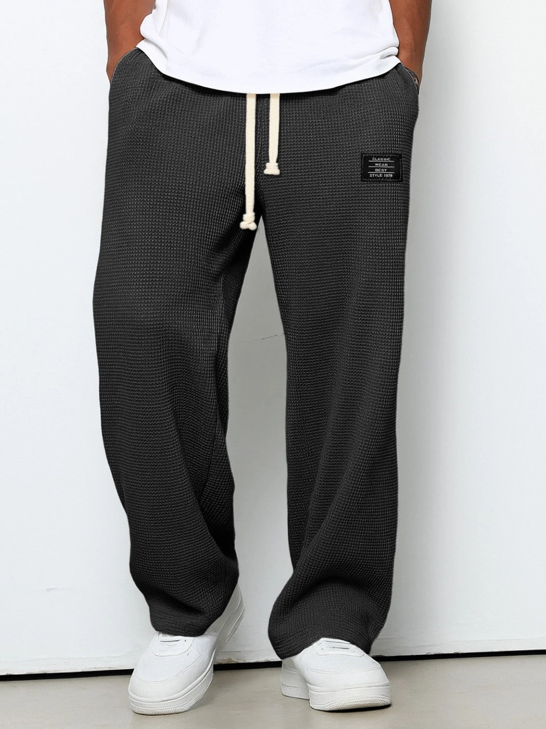 SAMY - PANTALON À JAMBES LARGES AVEC CEINTURE RÉGLABLE