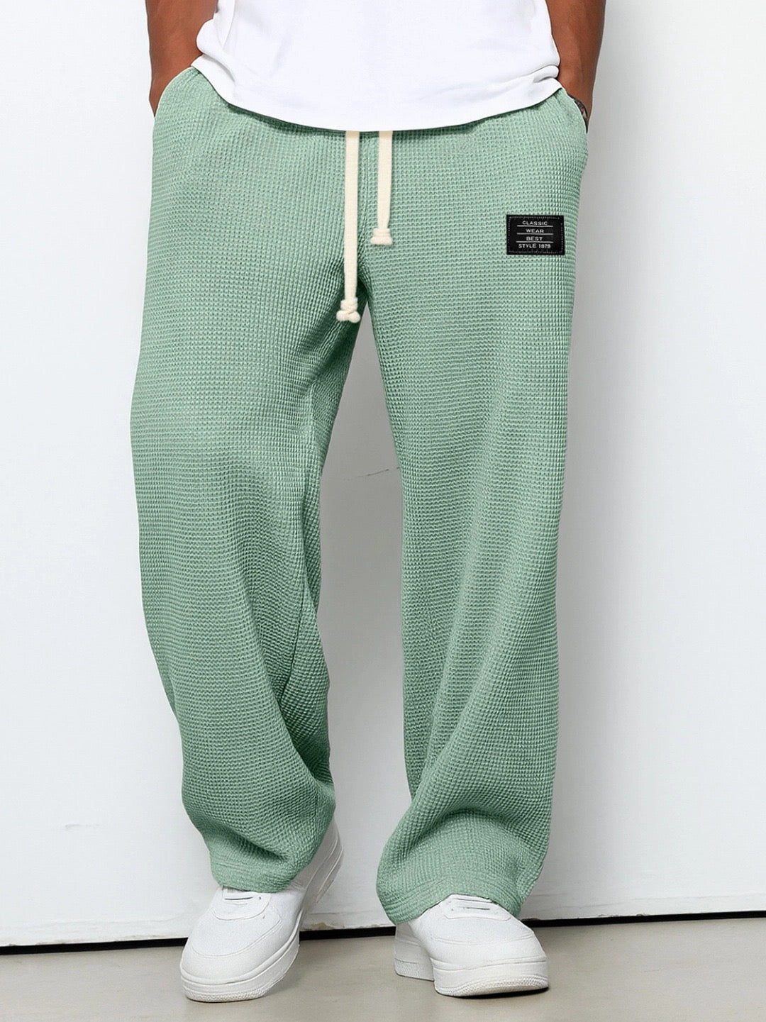 SAMY - PANTALON À JAMBES LARGES AVEC CEINTURE RÉGLABLE
