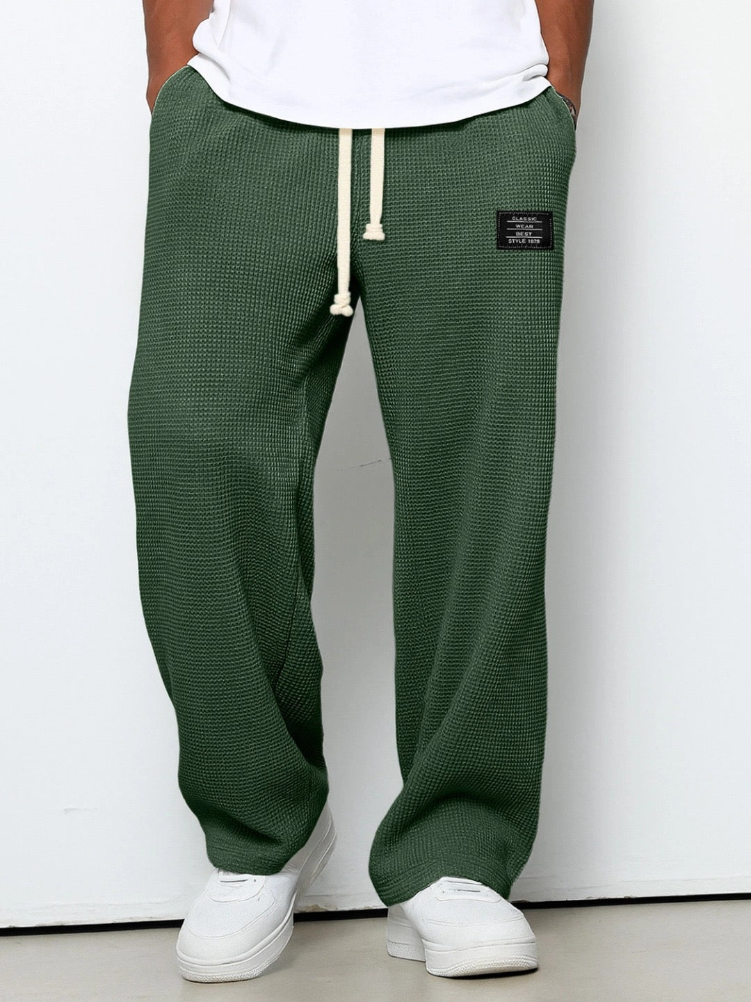 SAMY - PANTALON À JAMBES LARGES AVEC CEINTURE RÉGLABLE