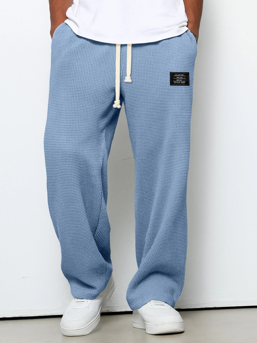 SAMY - PANTALON À JAMBES LARGES AVEC CEINTURE RÉGLABLE