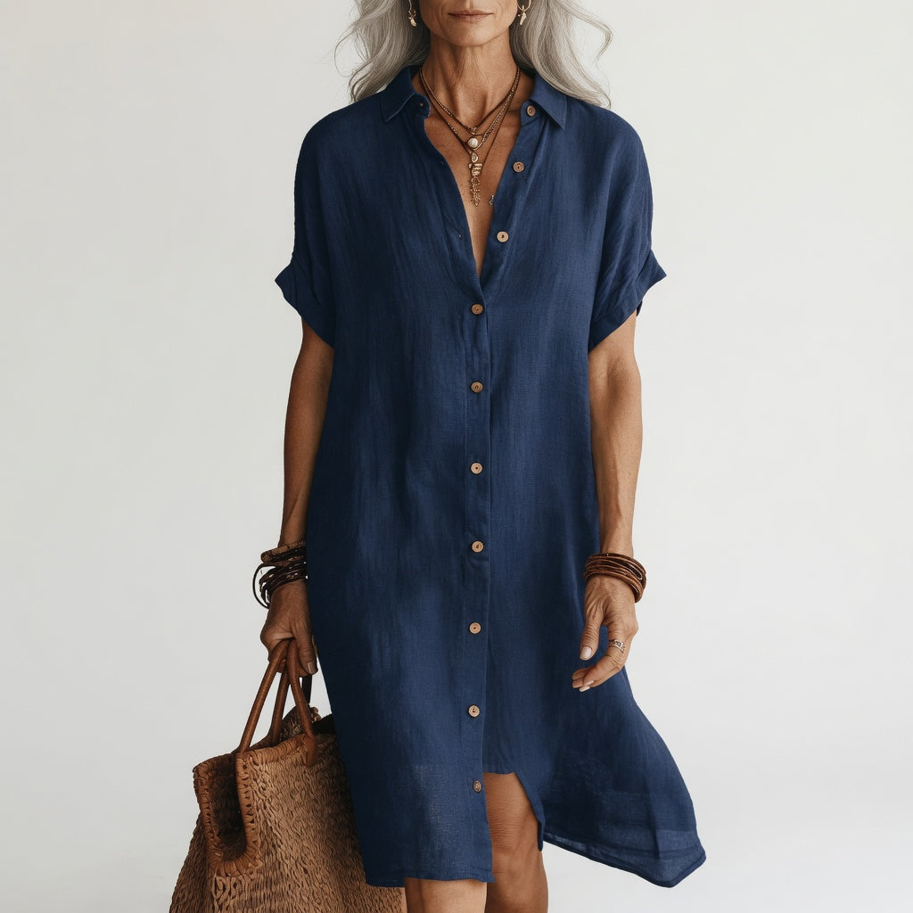 EMMA — PREMIUM ATMUNGSAKTIVES MIDI-HEMDKLEID