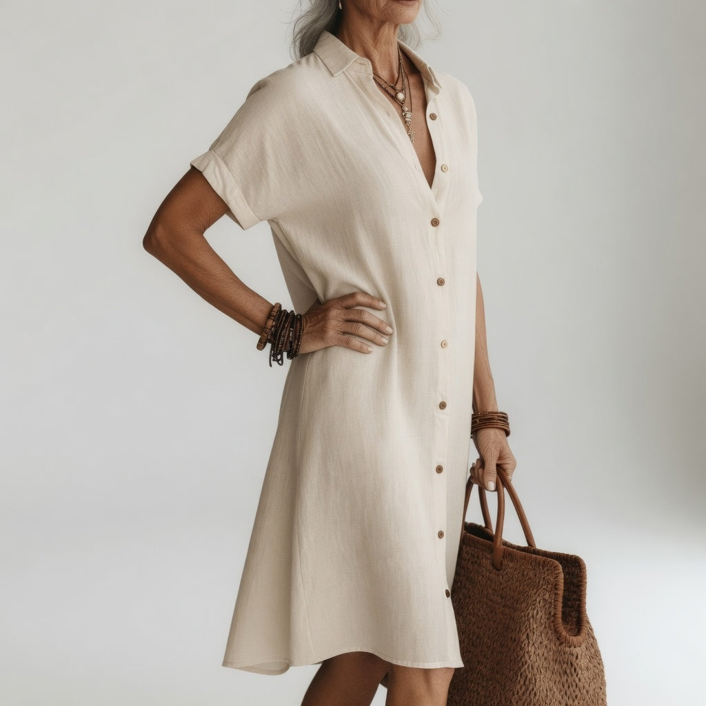 EMMA — PREMIUM ATMUNGSAKTIVES MIDI-HEMDKLEID