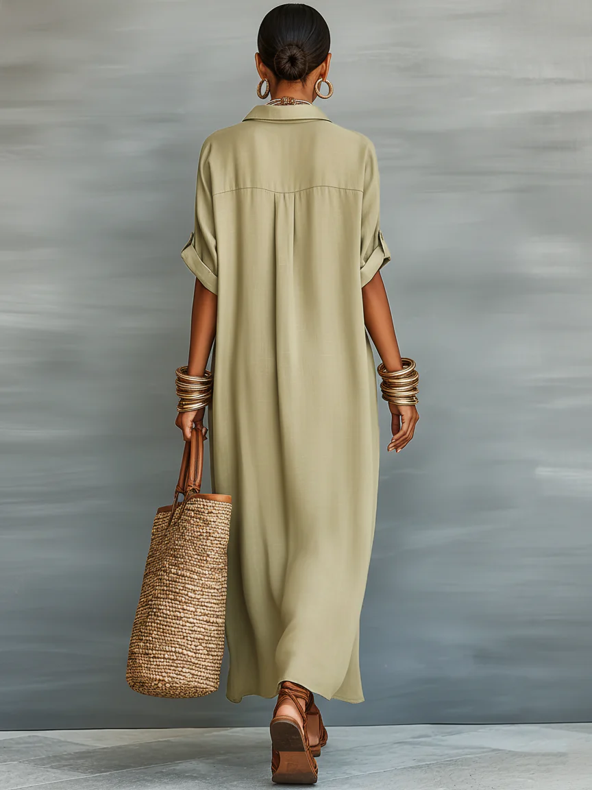 MILAN | ROBE LONGUE ÉLÉGANTE VERT OLIVE