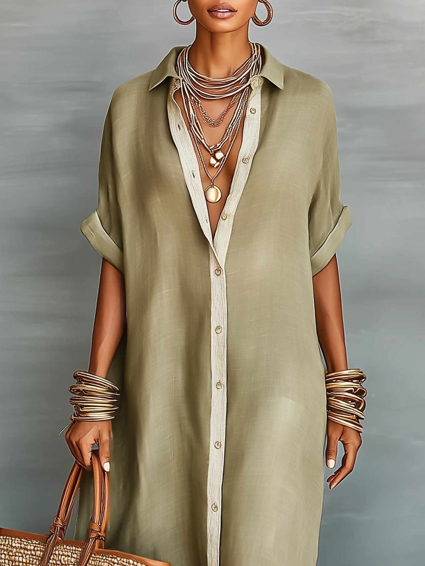 MILAN | ROBE LONGUE ÉLÉGANTE VERT OLIVE