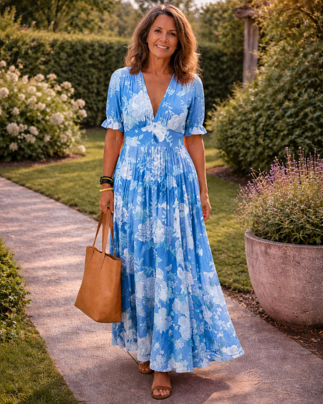 IONE - ROBE MIDI FLORALE À COL EN V