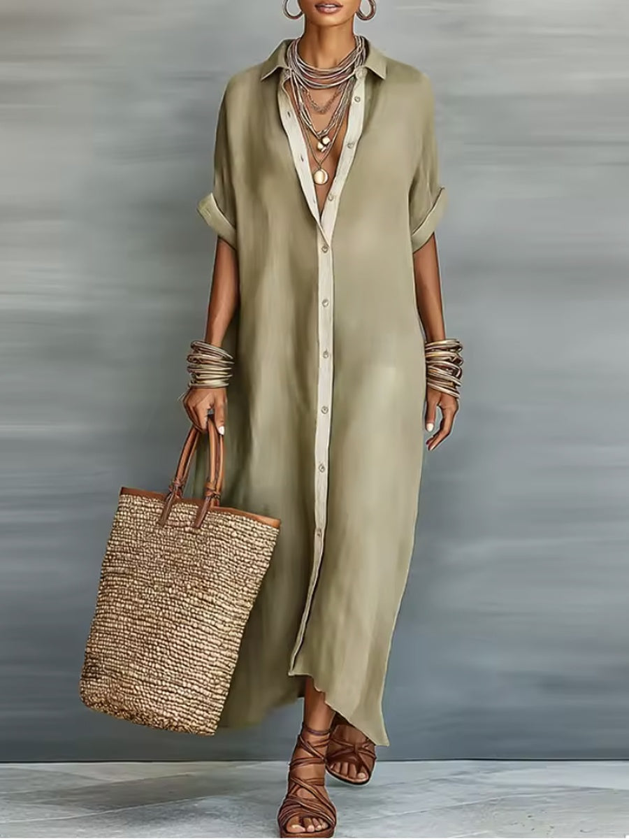 MILAN | ROBE LONGUE ÉLÉGANTE VERT OLIVE